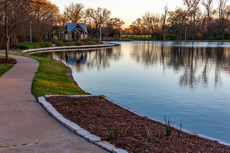 pond at sunset